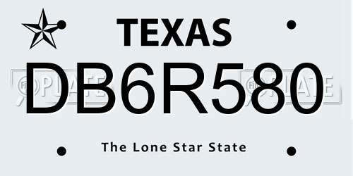 DB6R580 Texas License Plate