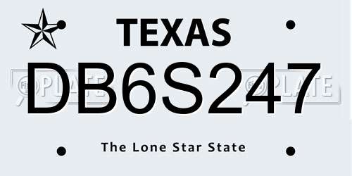 DB6S247 Texas License Plate