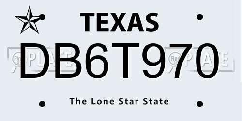 DB6T970 Texas License Plate