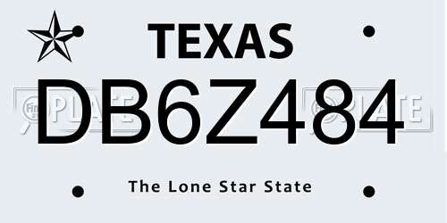 DB6Z484 Texas License Plate