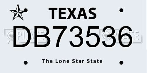 DB73536 Texas License Plate