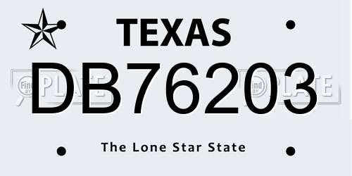 DB76203 Texas License Plate