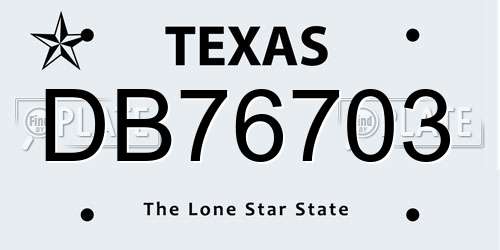 DB76703 Texas License Plate