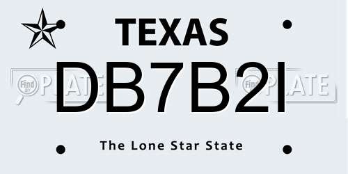 DB7B2I Texas License Plate