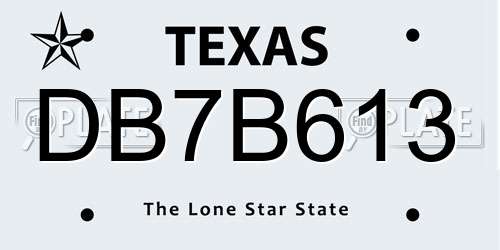 DB7B613 Texas License Plate