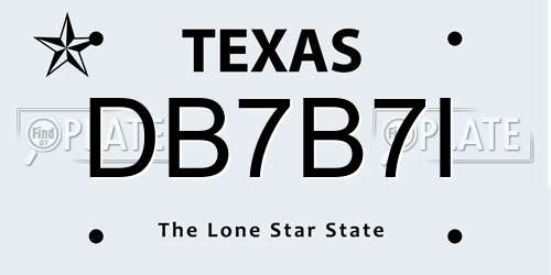 DB7B7I Texas License Plate