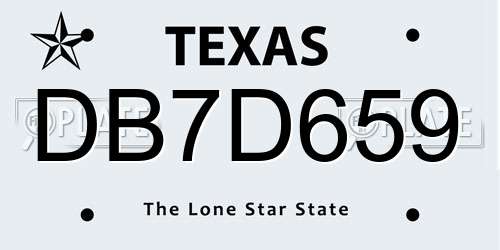 DB7D659 Texas License Plate