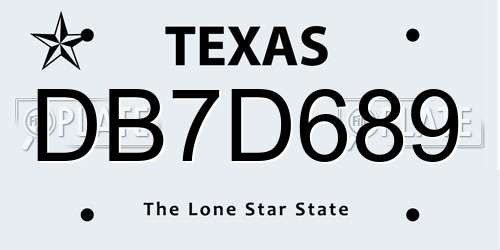 DB7D689 Texas License Plate