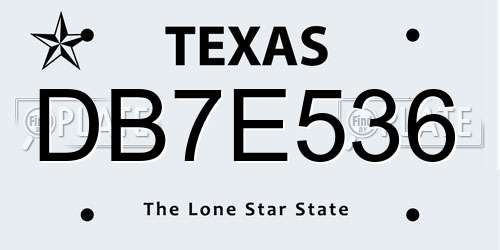 DB7E536 Texas License Plate
