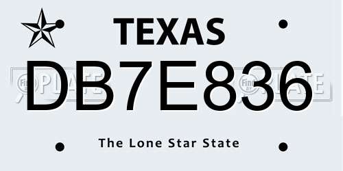DB7E836 Texas License Plate