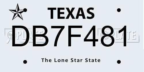 DB7F481 Texas License Plate