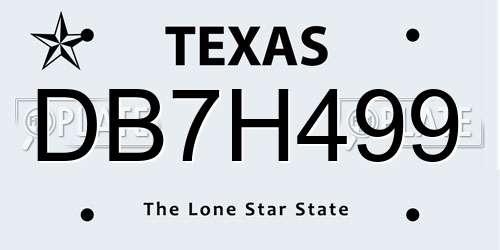 DB7H499 Texas License Plate