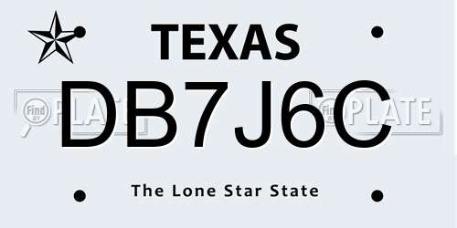 DB7J6C Texas License Plate