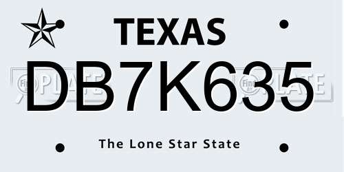 DB7K635 Texas License Plate