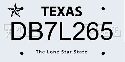DB7L265 Texas License Plate