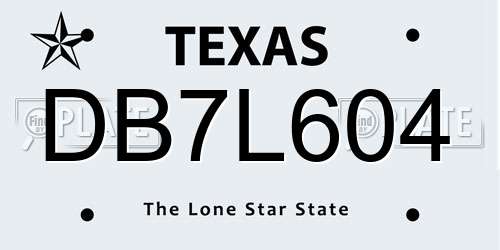 DB7L604 Texas License Plate