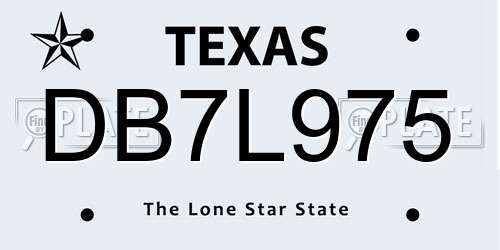 DB7L975 Texas License Plate