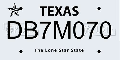 DB7M070 Texas License Plate