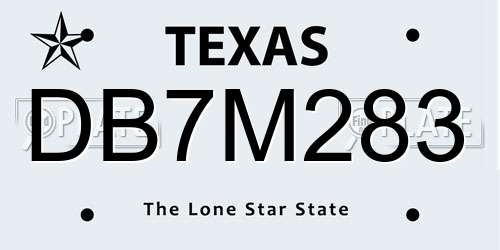 DB7M283 Texas License Plate