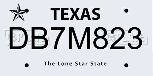 DB7M823 Texas License Plate