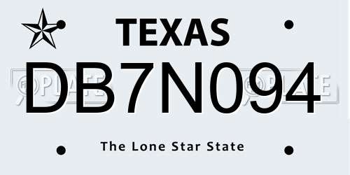 DB7N094 Texas License Plate