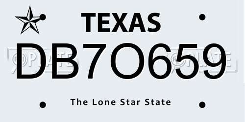 DB7O659 Texas License Plate