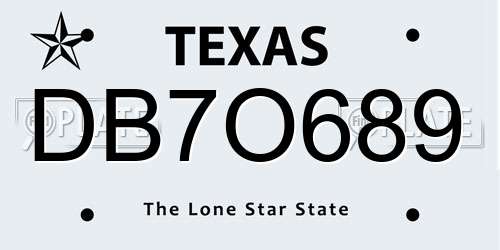 DB7O689 Texas License Plate