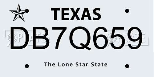 DB7Q659 Texas License Plate