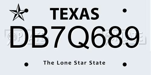 DB7Q689 Texas License Plate