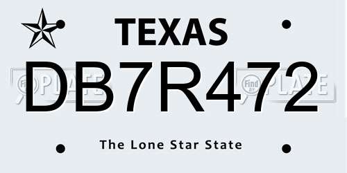 DB7R472 Texas License Plate
