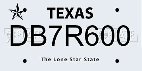 DB7R600 Texas License Plate