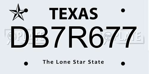 DB7R677 Texas License Plate