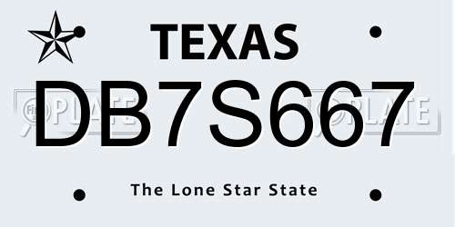 DB7S667 Texas License Plate
