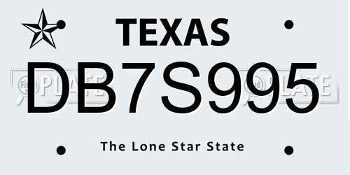 DB7S995 Texas License Plate
