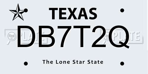 DB7T2Q Texas License Plate
