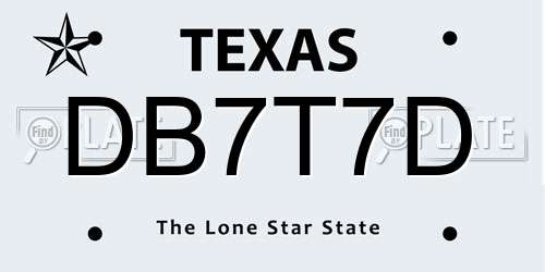DB7T7D Texas License Plate