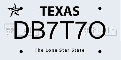 DB7T7O Texas License Plate