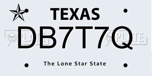 DB7T7Q Texas License Plate