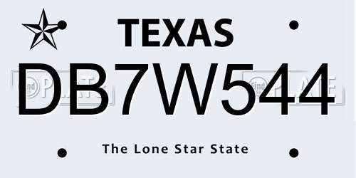 DB7W544 Texas License Plate
