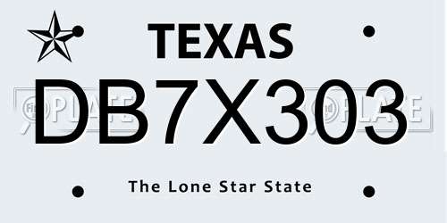 DB7X303 Texas License Plate