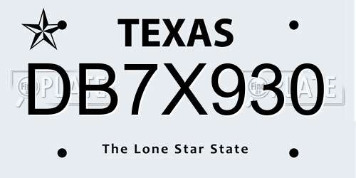 DB7X930 Texas License Plate