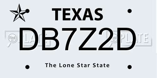 DB7Z2D Texas License Plate