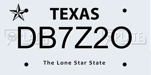 DB7Z2O Texas License Plate