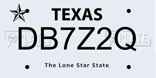 DB7Z2Q Texas License Plate
