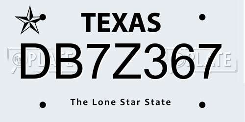 DB7Z367 Texas License Plate