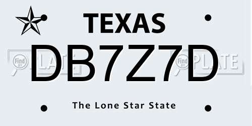 DB7Z7D Texas License Plate
