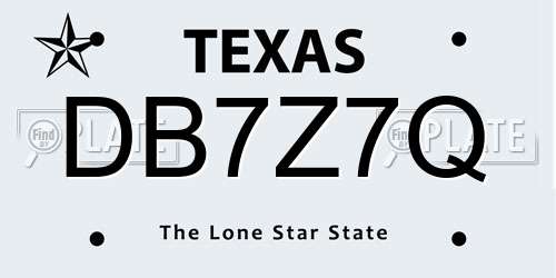 DB7Z7Q Texas License Plate