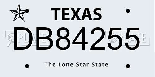 DB84255 Texas License Plate