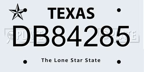 DB84285 Texas License Plate