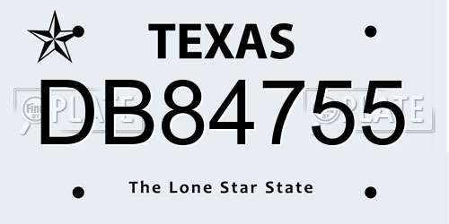 DB84755 Texas License Plate